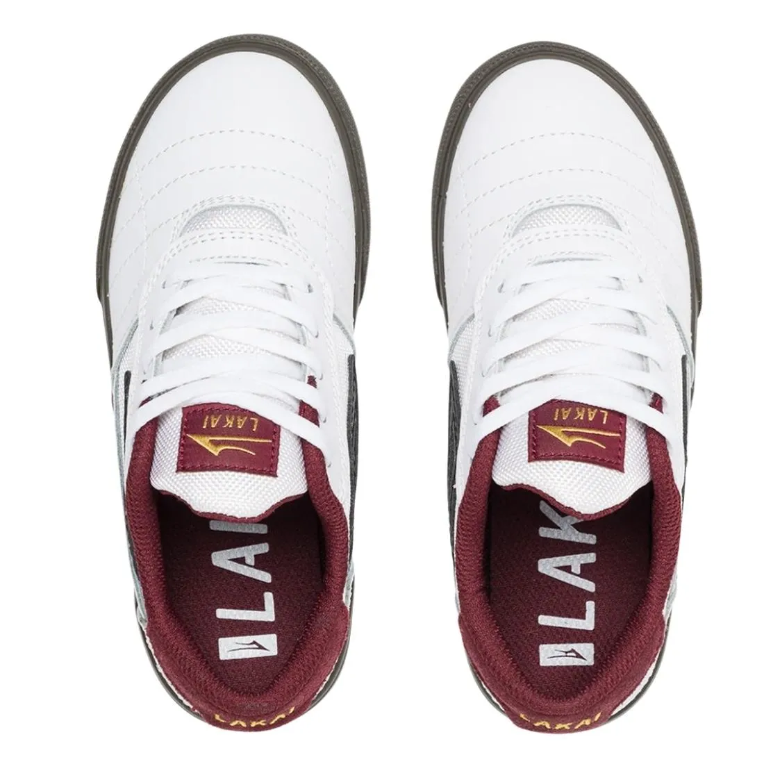 Lakai Cambridge Kids Skate Shoes - White/Gum Leather