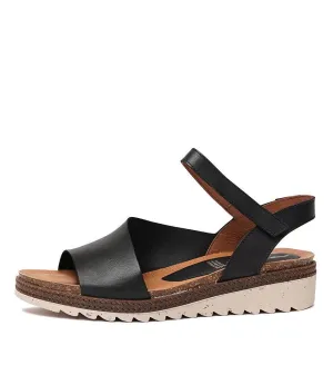 Lena Black Leather Sandals