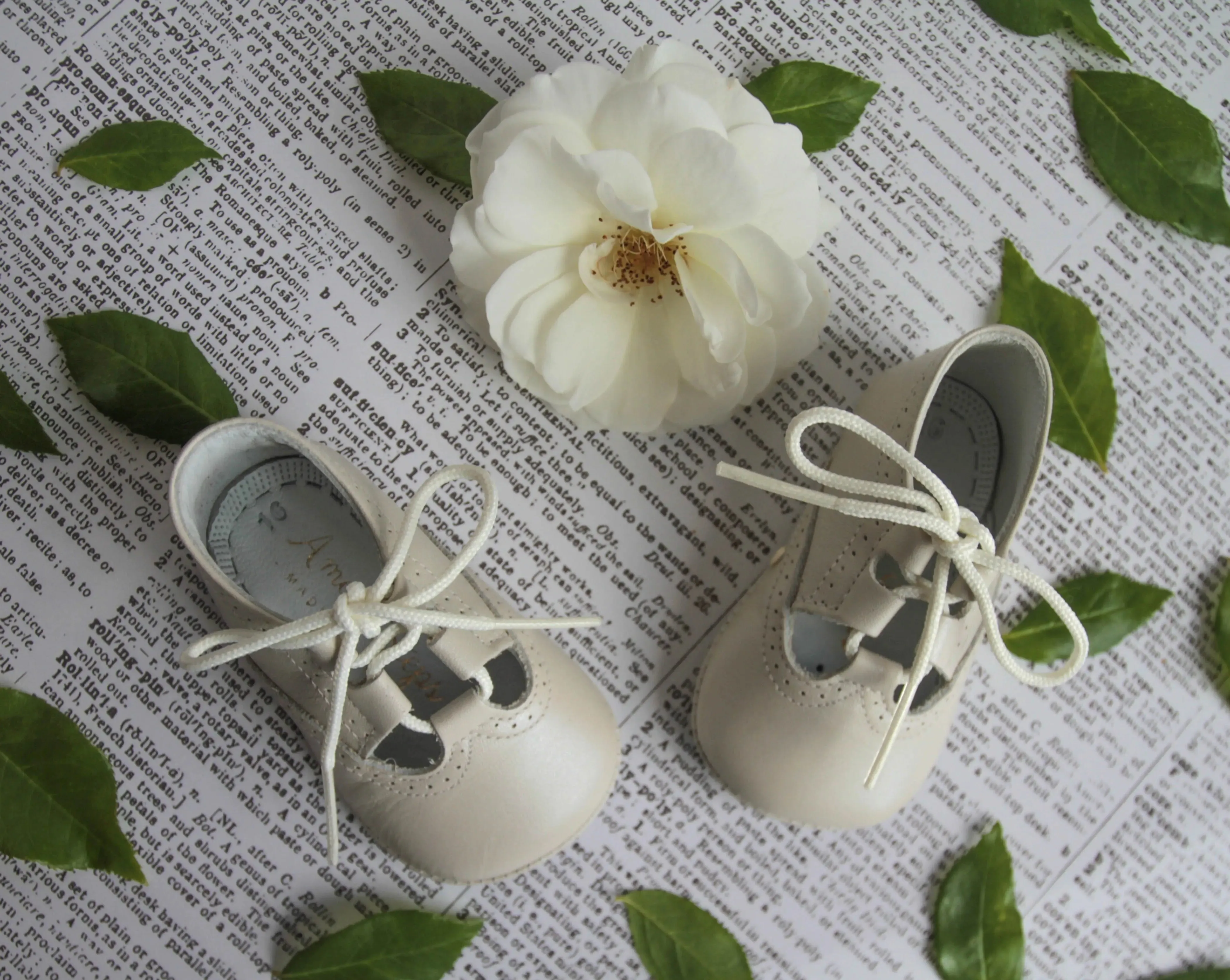 Lucia- Ivory Pearlized Leather Baby Shoes