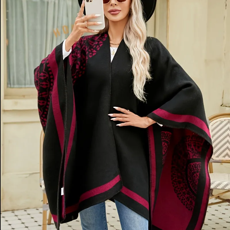 Luxurious Warmth Shawl - Soft, Windproof, Sunscreen, Fashion Print Cape with Chic Design for Women - Perfect for Casual Outings, Travel, and Outdoor Activities