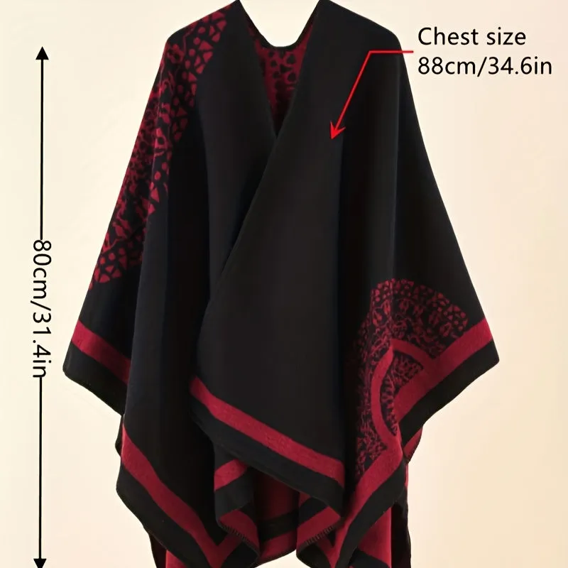 Luxurious Warmth Shawl - Soft, Windproof, Sunscreen, Fashion Print Cape with Chic Design for Women - Perfect for Casual Outings, Travel, and Outdoor Activities