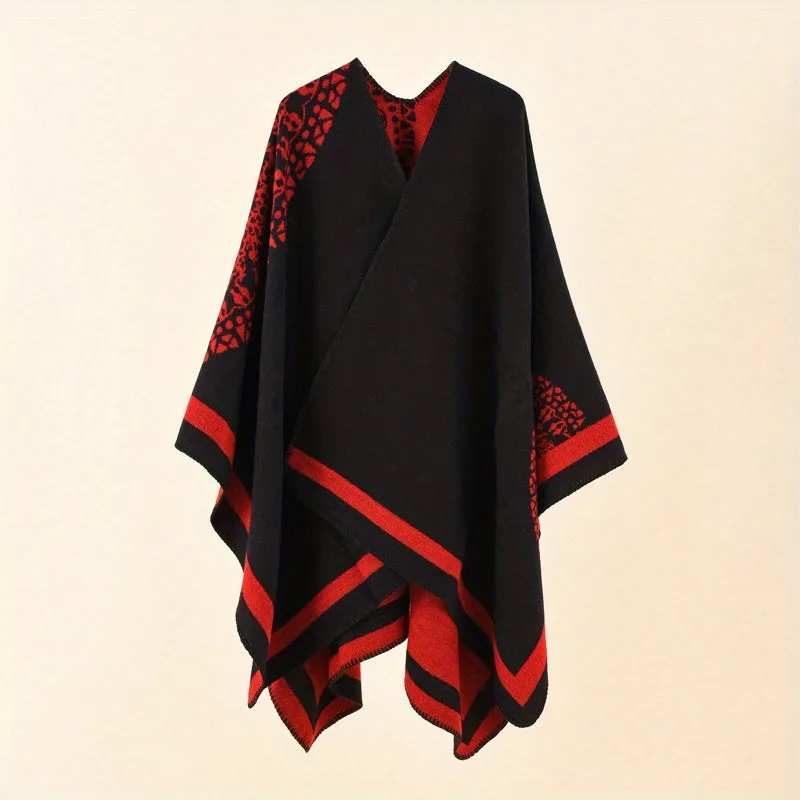 Luxurious Warmth Shawl - Soft, Windproof, Sunscreen, Fashion Print Cape with Chic Design for Women - Perfect for Casual Outings, Travel, and Outdoor Activities