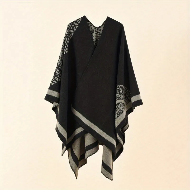 Luxurious Warmth Shawl - Soft, Windproof, Sunscreen, Fashion Print Cape with Chic Design for Women - Perfect for Casual Outings, Travel, and Outdoor Activities