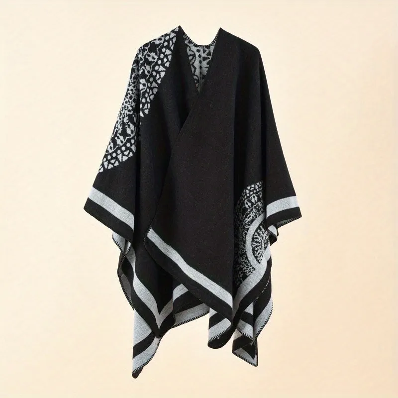 Luxurious Warmth Shawl - Soft, Windproof, Sunscreen, Fashion Print Cape with Chic Design for Women - Perfect for Casual Outings, Travel, and Outdoor Activities