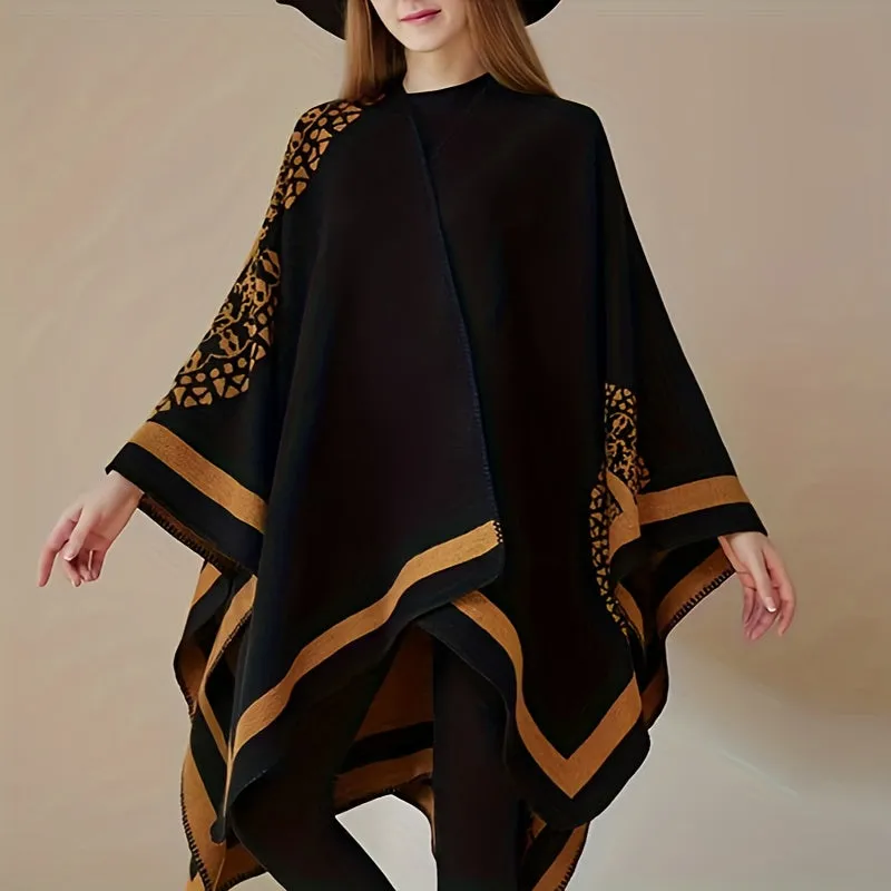 Luxurious Warmth Shawl - Soft, Windproof, Sunscreen, Fashion Print Cape with Chic Design for Women - Perfect for Casual Outings, Travel, and Outdoor Activities