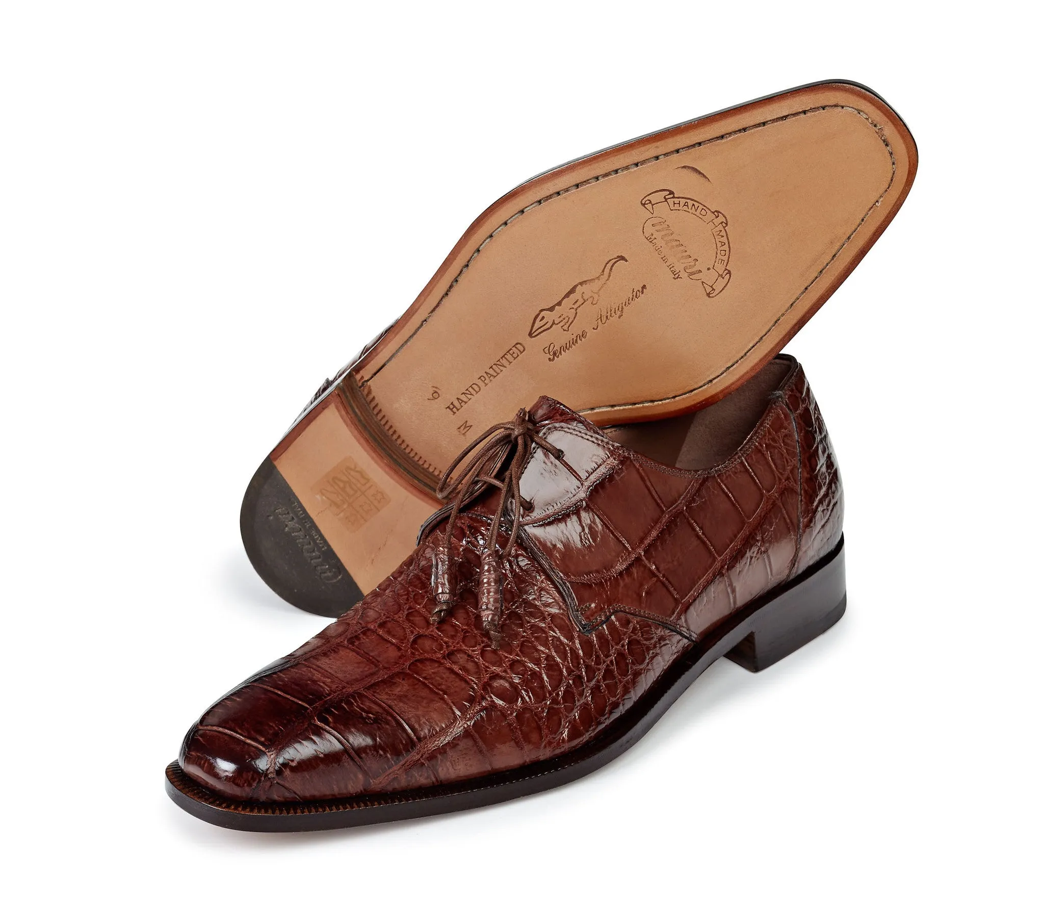 Mauri - "1029" Alligator Hand-Painted Burnished Dress Shoe