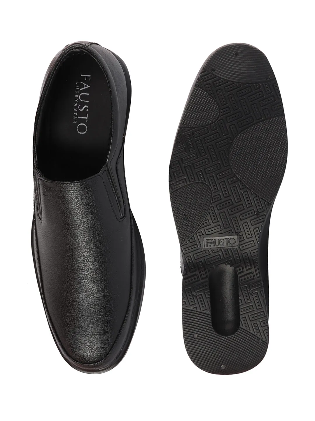 Men Black Formal Outdoor Office Slip On Shoes