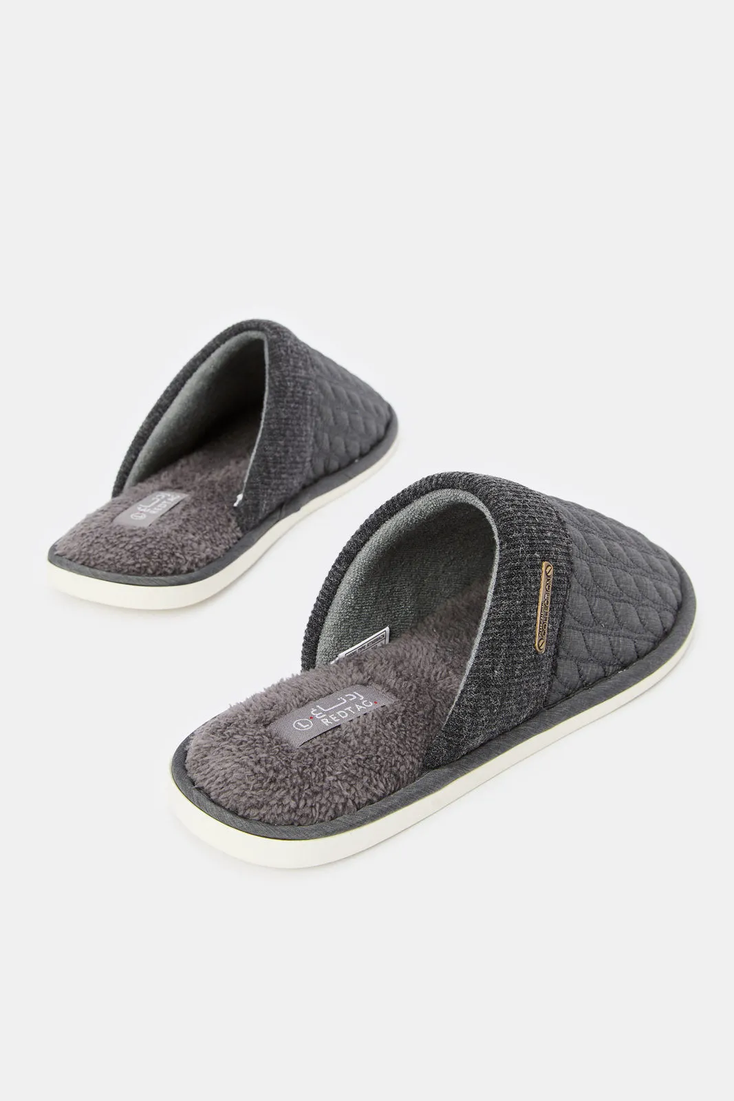 Men Grey Printed Mule Slipper