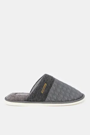 Men Grey Printed Mule Slipper