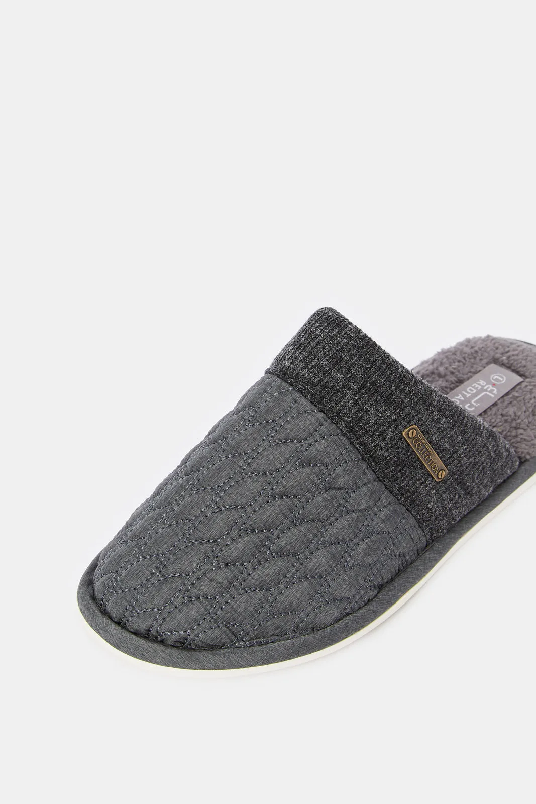 Men Grey Printed Mule Slipper