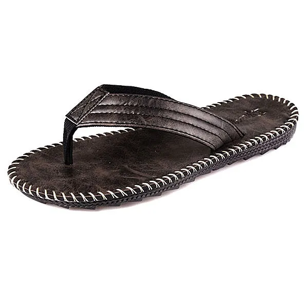 Men Leather Flip Flops Thick Bottom Comfortable Beach Can Be Immersed In Seawater Durable Shoes