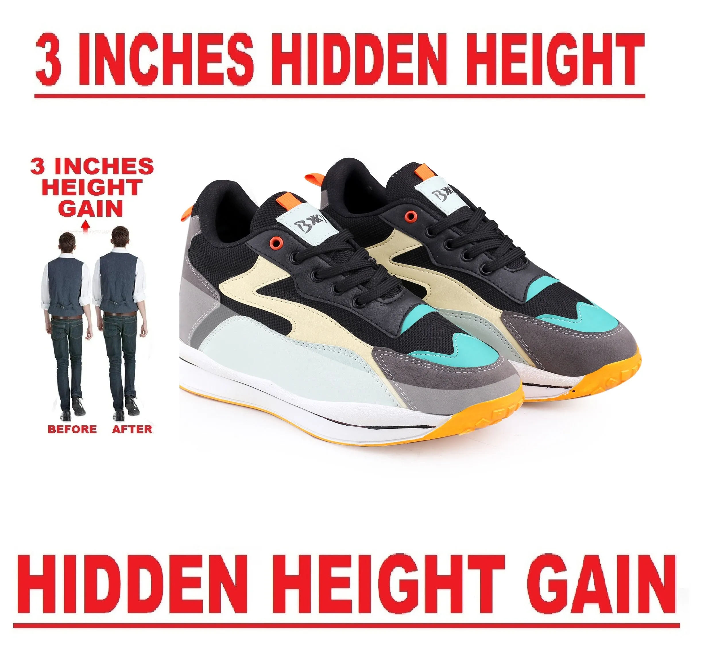 Men's 3 Inch Hidden Height Increasing High-end Fashion Comfortable Lace-up Shoes