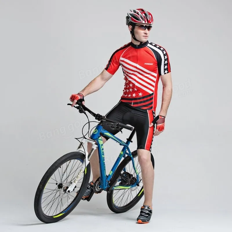 Mens Cycling Short Sleeve Suits Bicycle Shorts Sports Jersey Quick Dry Breathable Wicking Summer