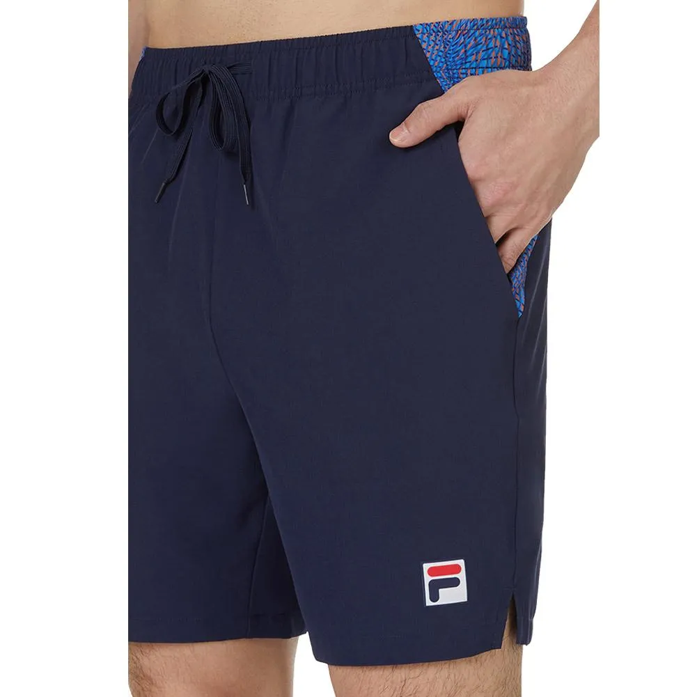 Men`s Deuce Court Printed Woven Tennis Short Fila Navy and Geo Print