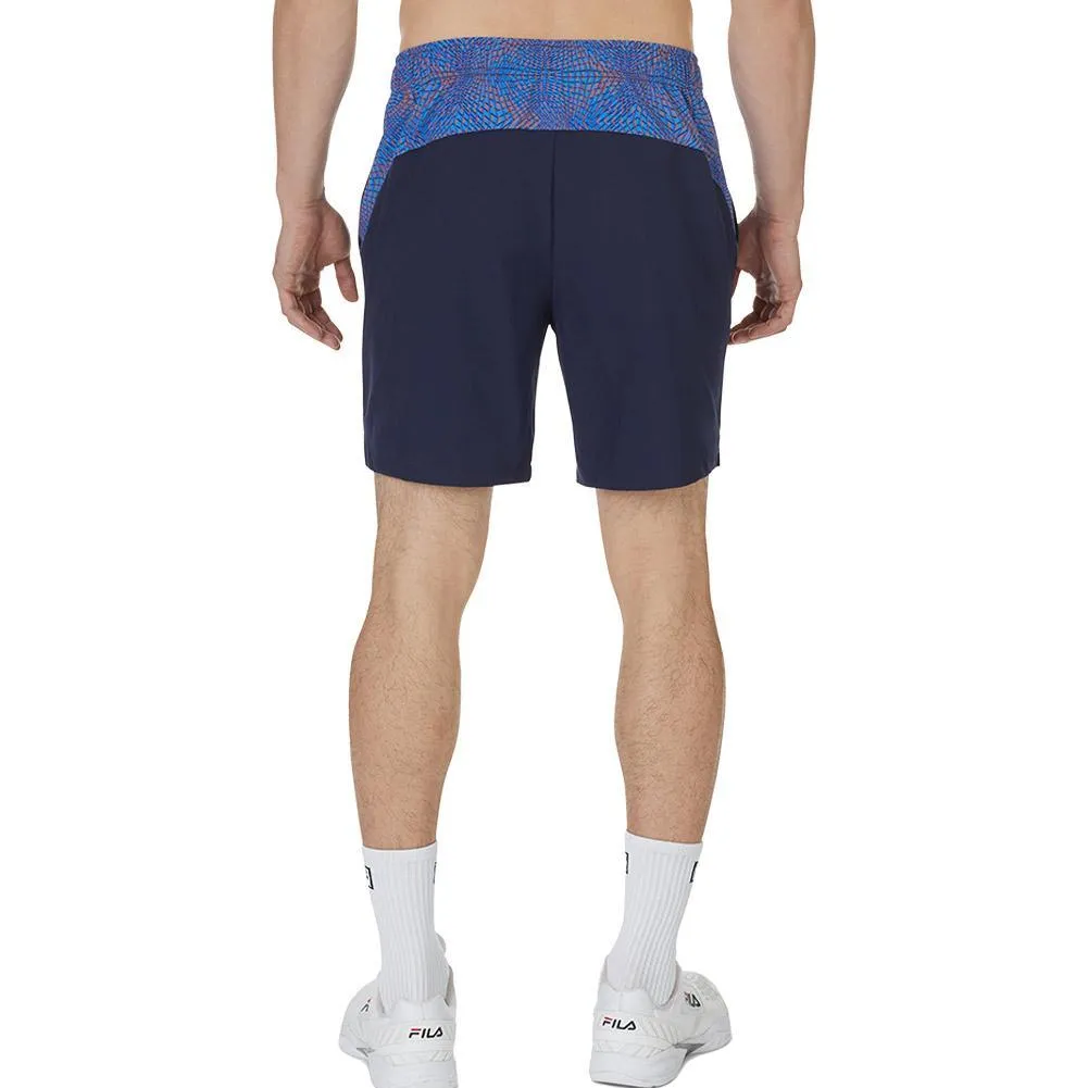 Men`s Deuce Court Printed Woven Tennis Short Fila Navy and Geo Print