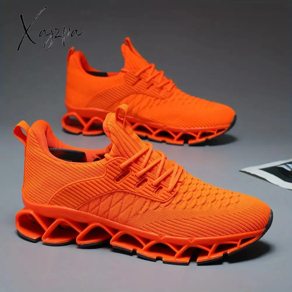 Mens Fashionable Woven Knit Running Shoes - Superbly Breathable, Streamlined Blade Style - Ultra-Comfort, Non-Slip, Shock-Absorbing Sneakers for Mens Outdoor Adventures