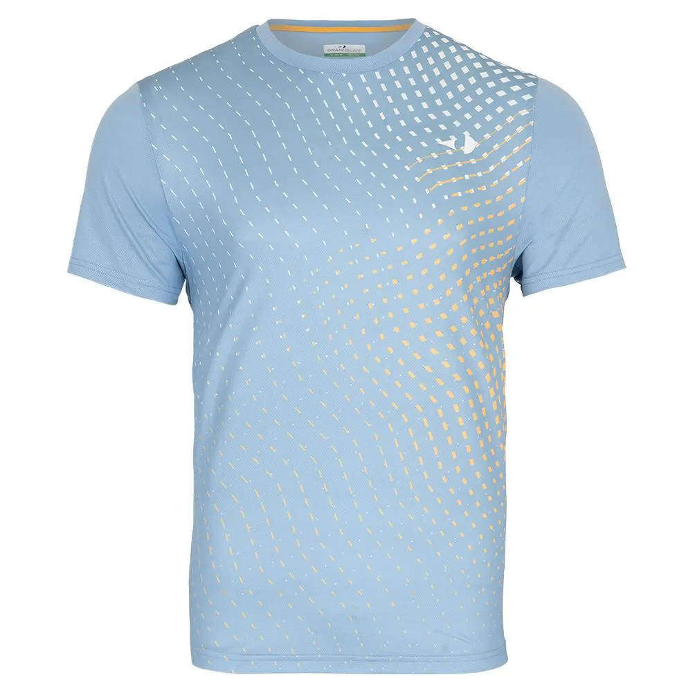 Men`s Short Sleeve Geometric Face Tennis Crew