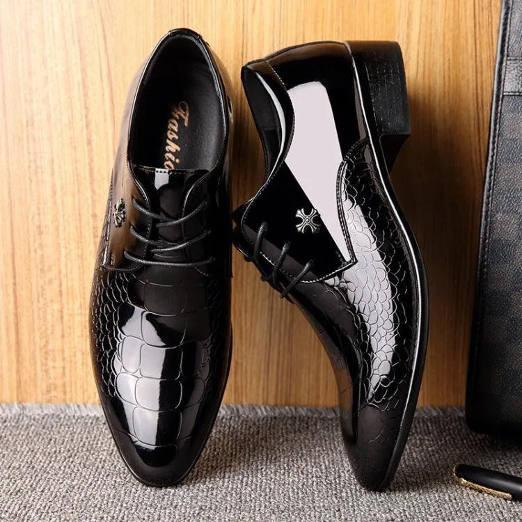 Men's Sleek Pointed Faux Crocodile Leather Dress Shoes