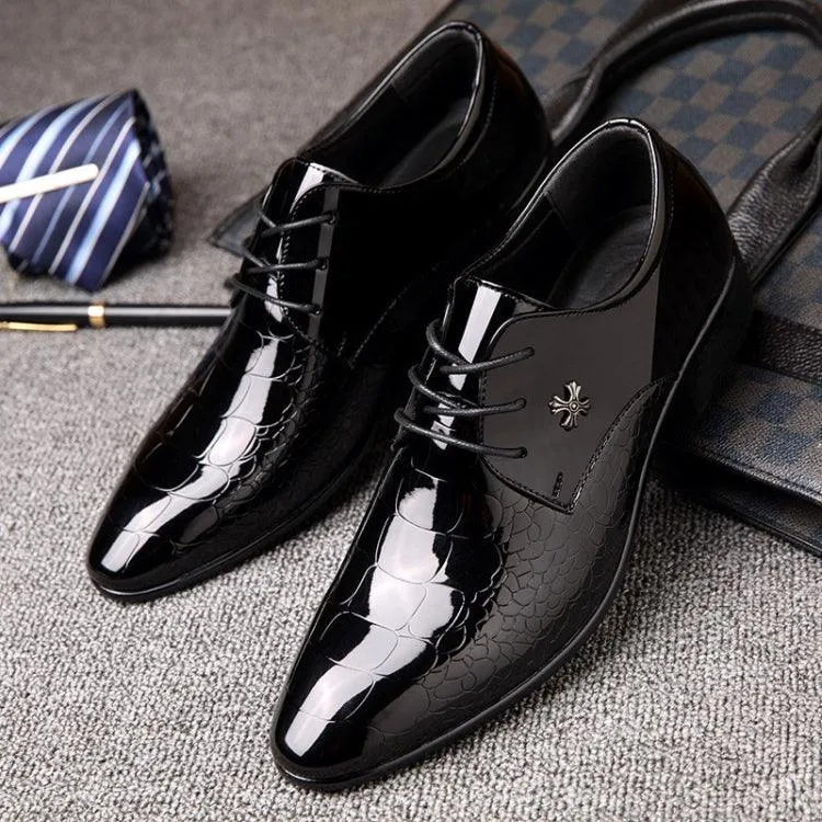 Men's Sleek Pointed Faux Crocodile Leather Dress Shoes