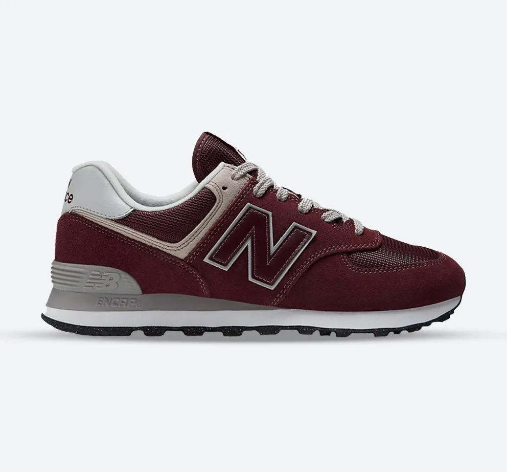 Men's Wide Fit New Balance  ML574EVM Running Trainers - Exclusive - Burgundy/White ENCAP