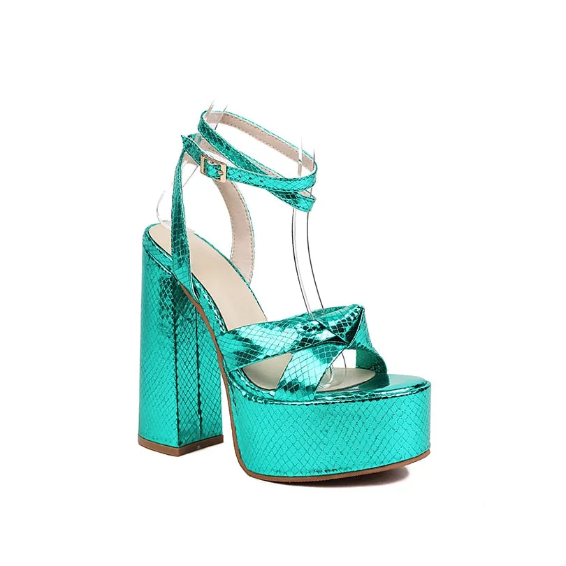 Metallic Platform Disco Sandals