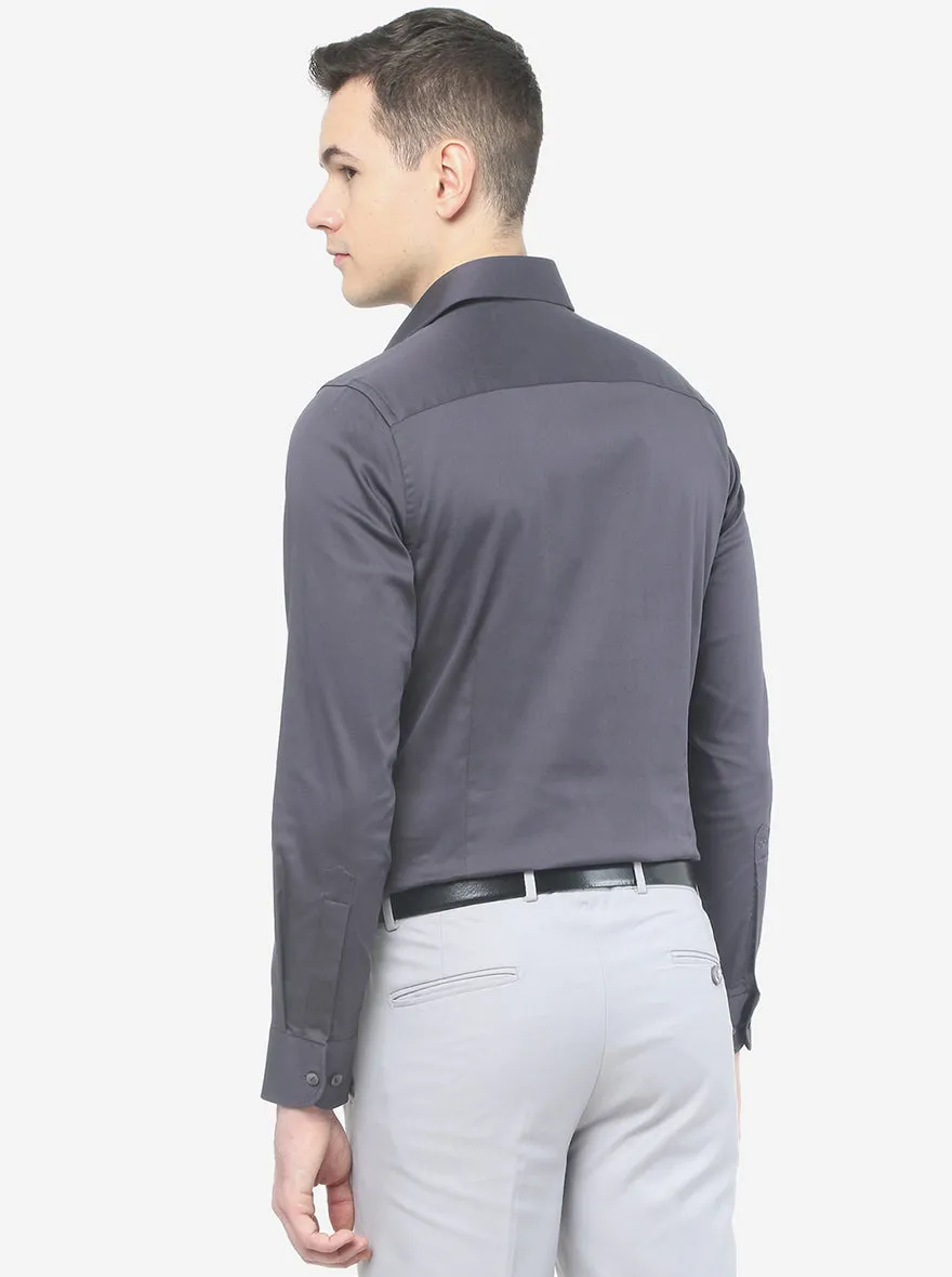 Mid Grey Solid Slim Fit Party Wear Shirt | Wyre