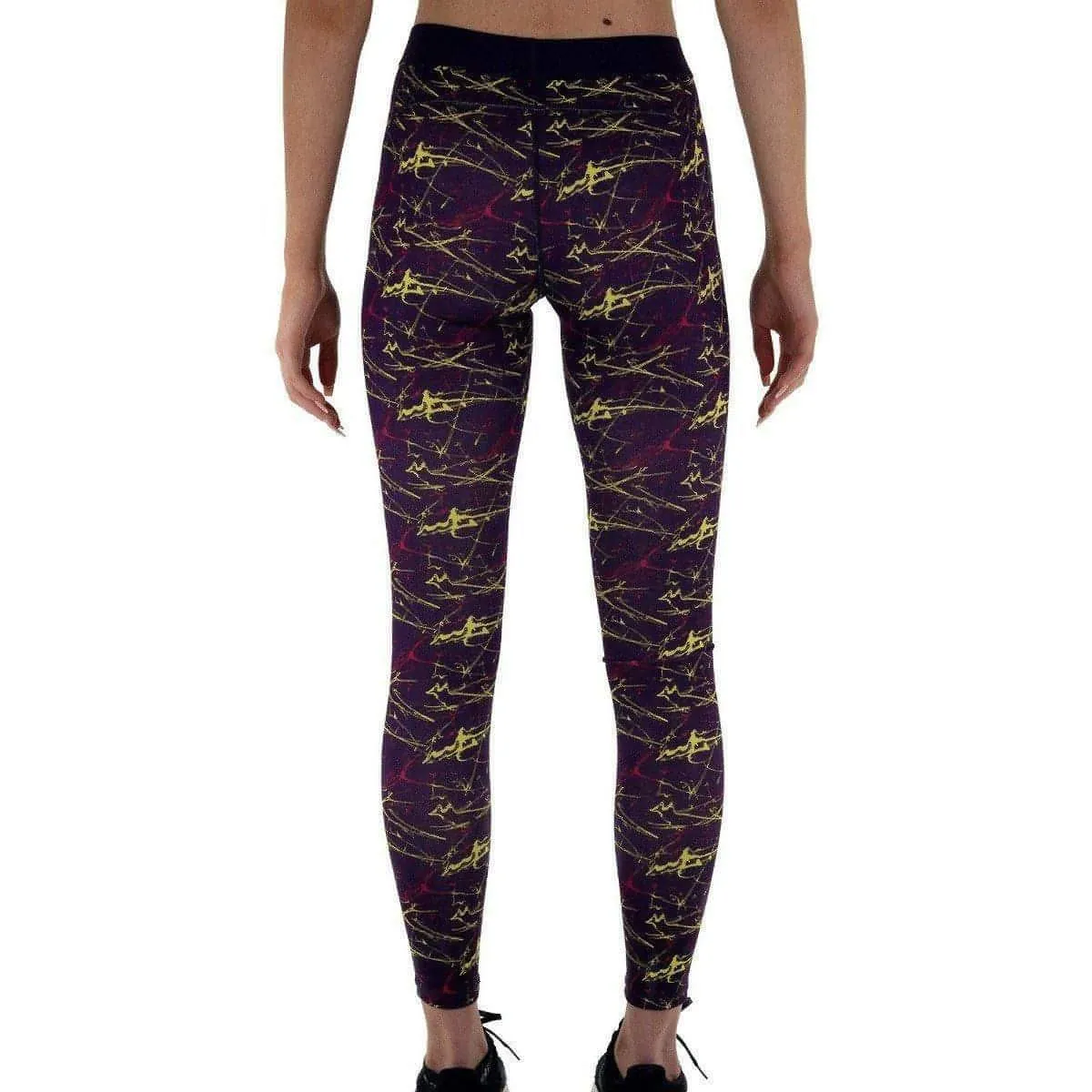 More Mile Go For It Printed Womens Long Running Tights - Purple