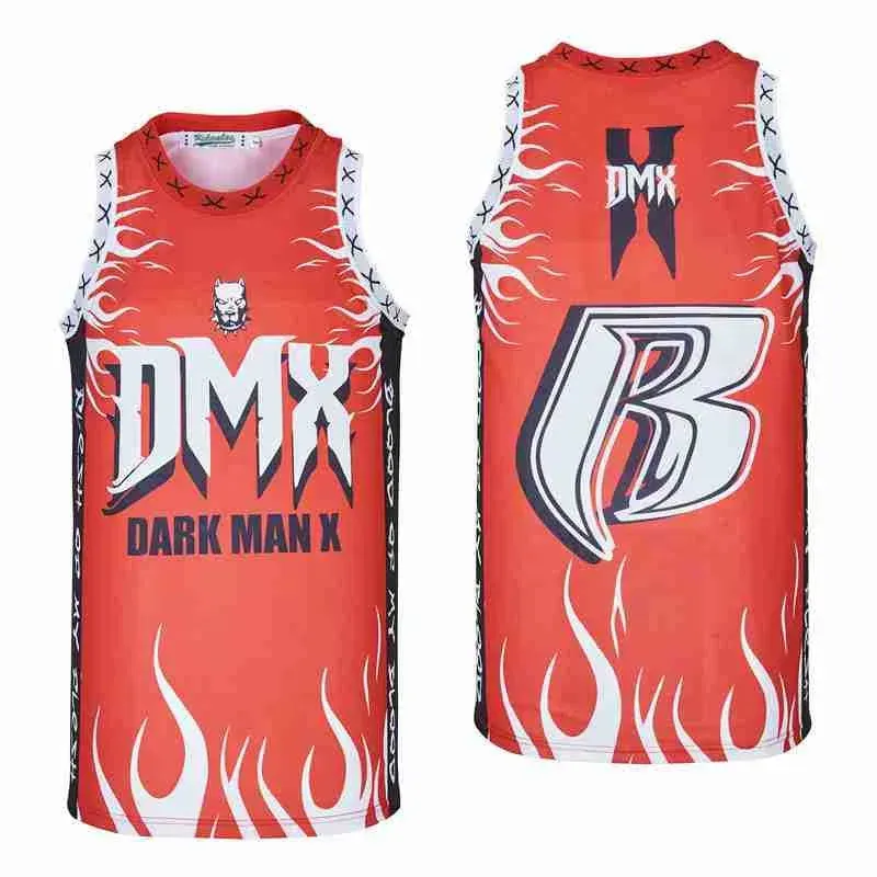 New Basketball Jerseys DARK MAN X DMX jersey Sewing Embroidery Cheap High-Quality Outdoor sports Black Red  NEW summer