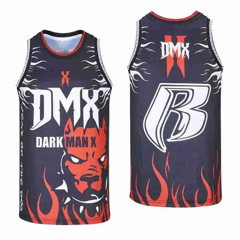 New Basketball Jerseys DARK MAN X DMX jersey Sewing Embroidery Cheap High-Quality Outdoor sports Black Red  NEW summer