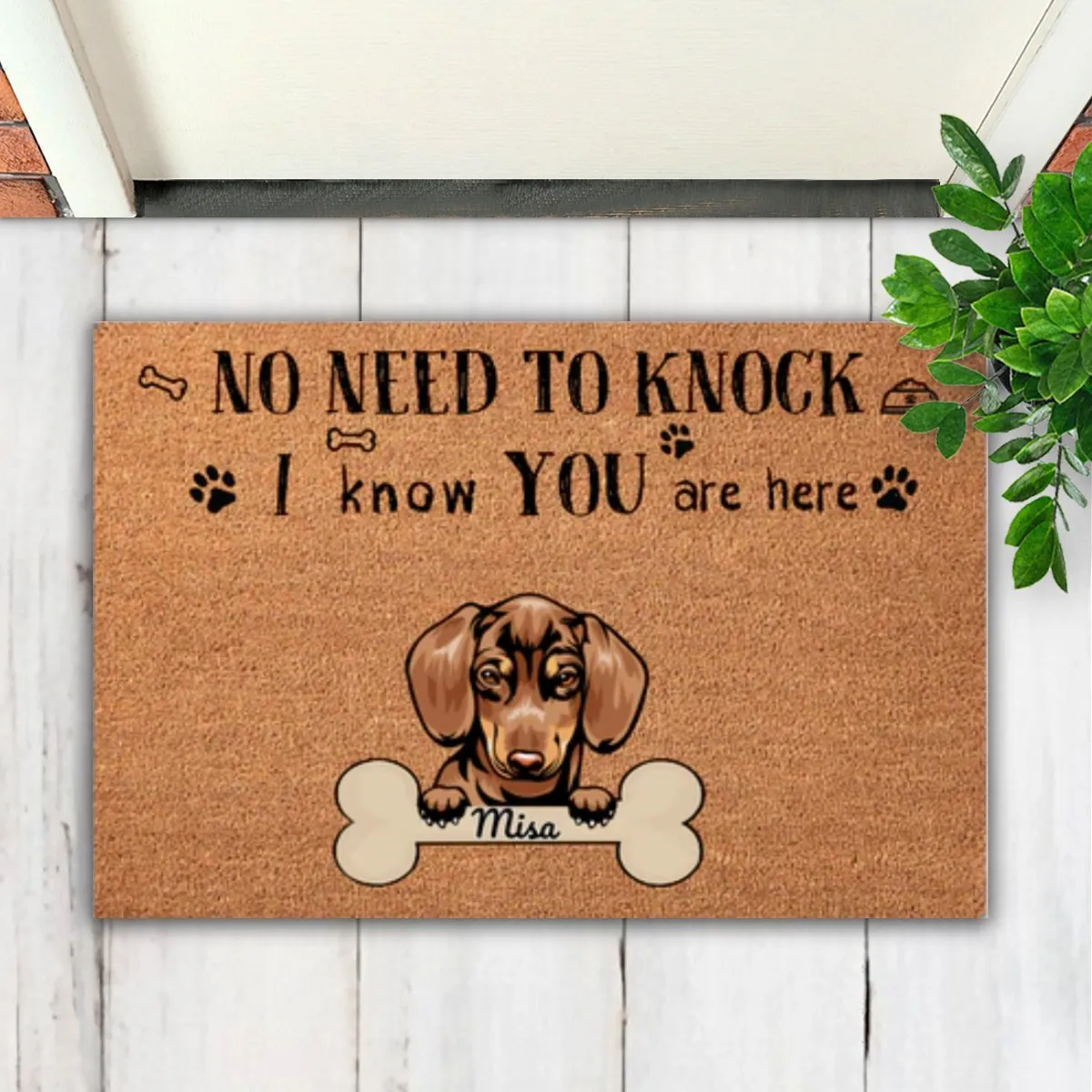 No Need To Knock We Know You Are Here - Personalized Dog Doormat