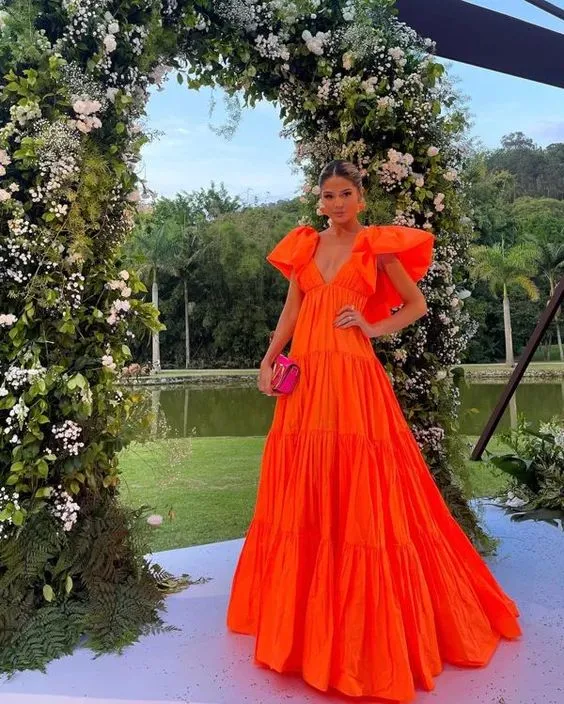 Orange Prom Dress Women Sexy Dresses Elegant Party Dress