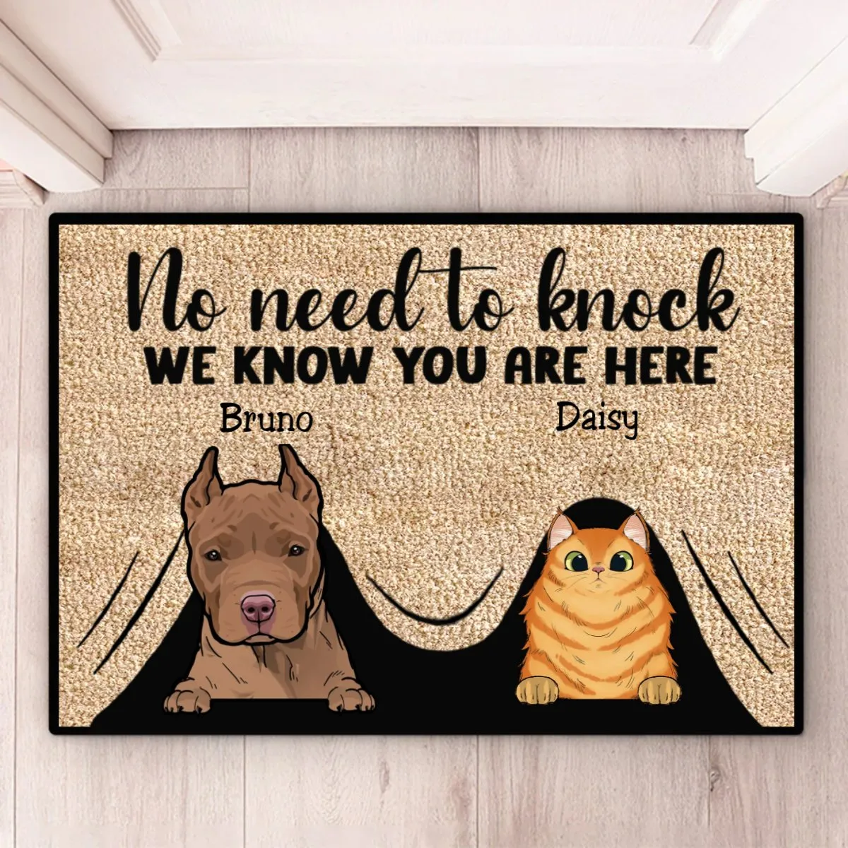 Pet Lovers - No Need To Knock We Know You're Here - Personalized Doormat