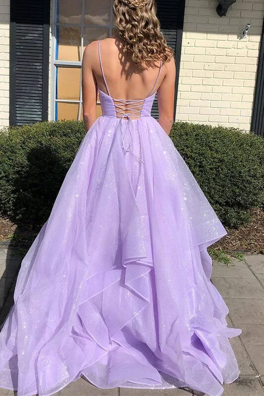 Princess Lavender Tiered Long Prom Dress,Dresses for Party Events Birthday