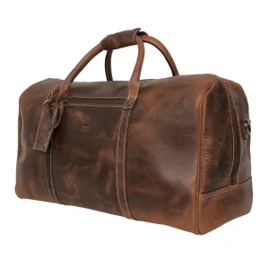 Sasha Carry On Leather Duffle Bag (Walnut Brown)