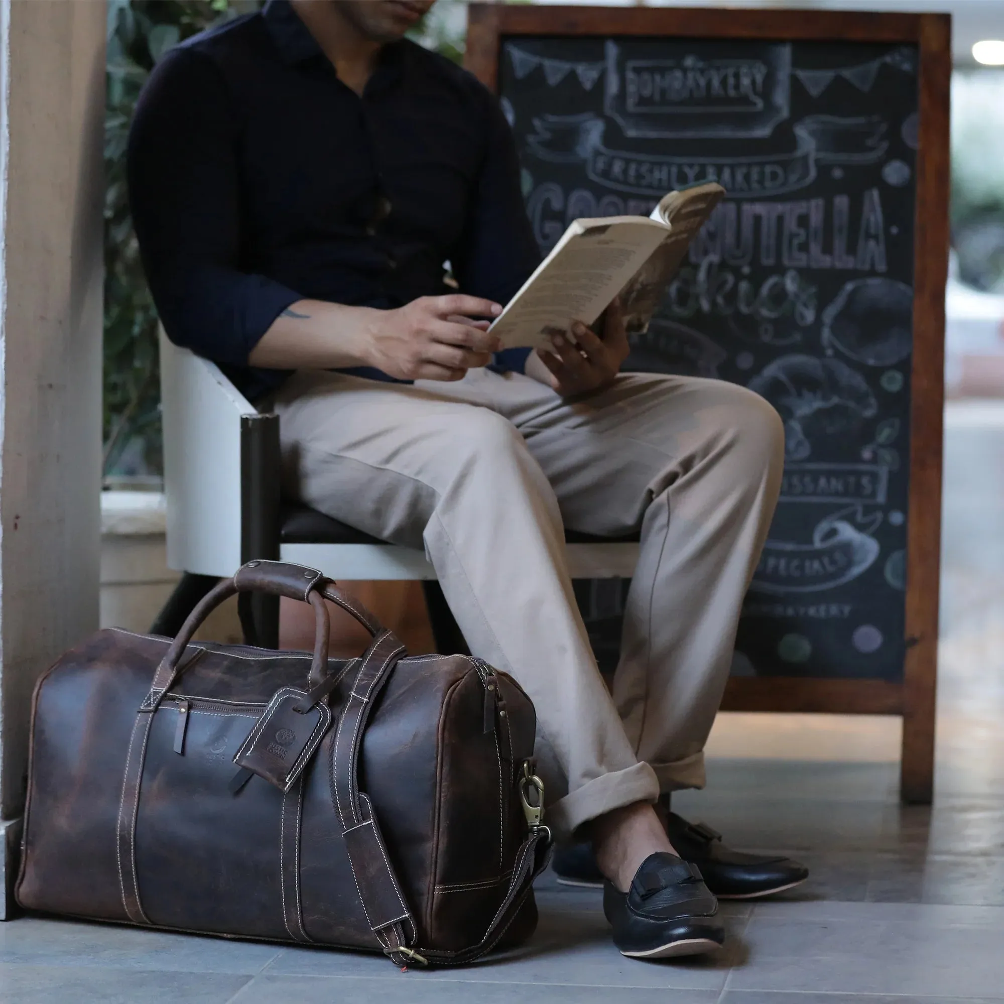 Sasha Carry On Leather Duffle Bag (Walnut Brown)