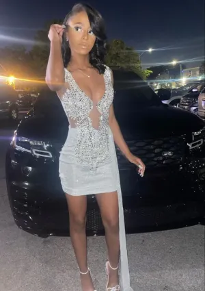 Sexy Cocktail Dress,Crystal Hoco Dresses Black Girl