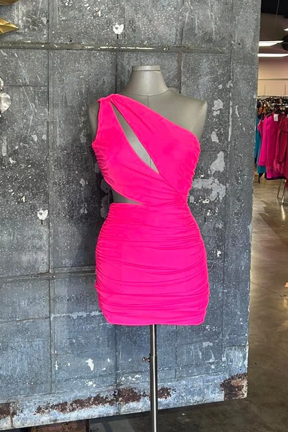 Simple Coral Cut Out Tight Short Homecoming Dress