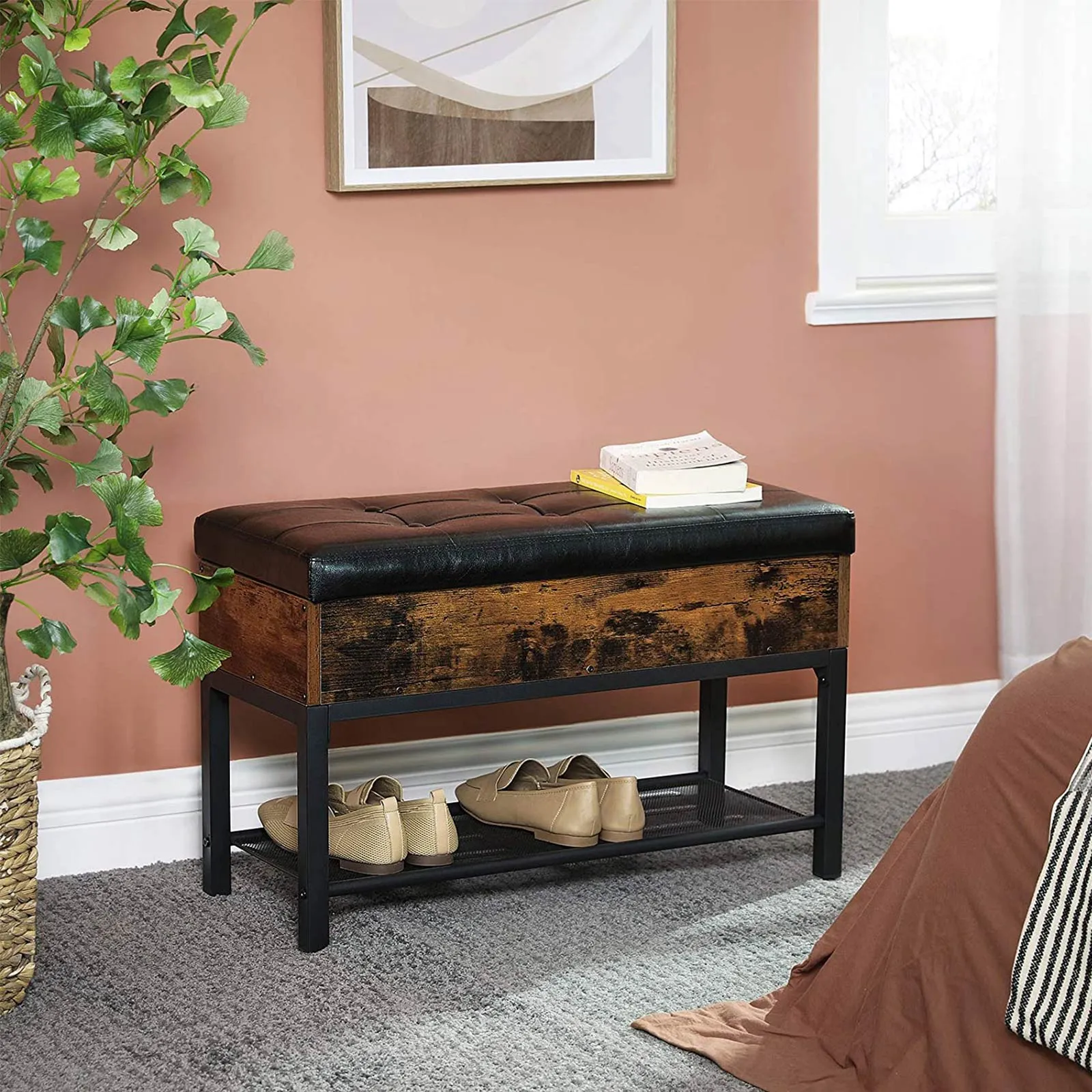 Storage Box Padded Bench