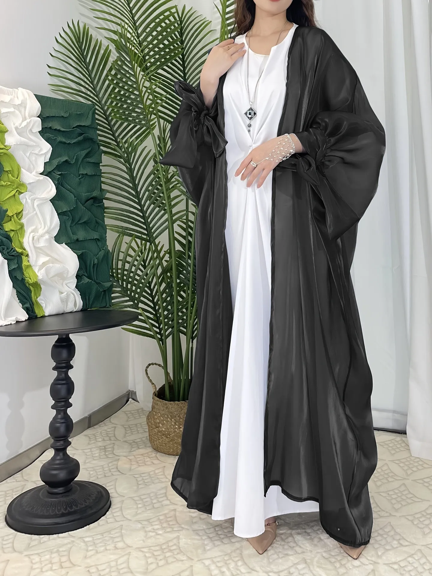 Stylish Lantern Sleeve Maxi Cover Up Dress - Elegant, Simple, Modest, Loose Fit Outwear for Women - Perfect for Casual Daily Wear, Outdoor Activities, and Special Occasions