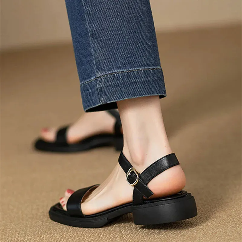 Summer Fashion Sandals Women Low Heels Elegant Open Toe Slingback Shoes for Women Non-slip Soft Sole Sandalias De Mujer