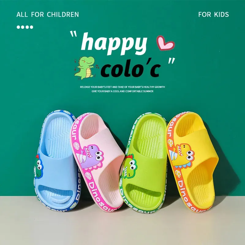 Summer Slippers Girl Non-slip Dinosaur Deodorant Boy Indoor Cute Cartoon Children's Flip-flops Outside the Bathroom Wear Outdoor