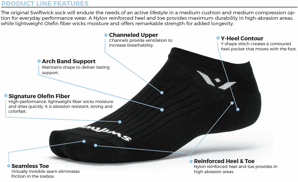 Swiftwick - Performance Seven Black Sock