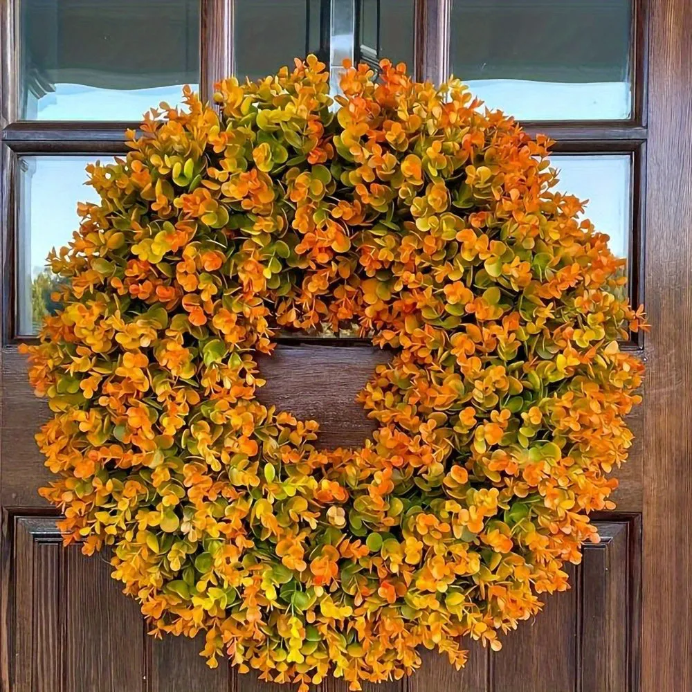 Timeless Tradition, Charming Autumn Eucalyptus Wreath - Ideal for Fall, Thanksgiving & Harvest Season | Versatile Indoor/Outdoor Decor for Front Door, Living Room, Fireplace