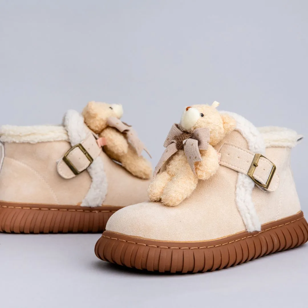 Ultra Soft Plush Teddy Bear Ankle Boots - Women's