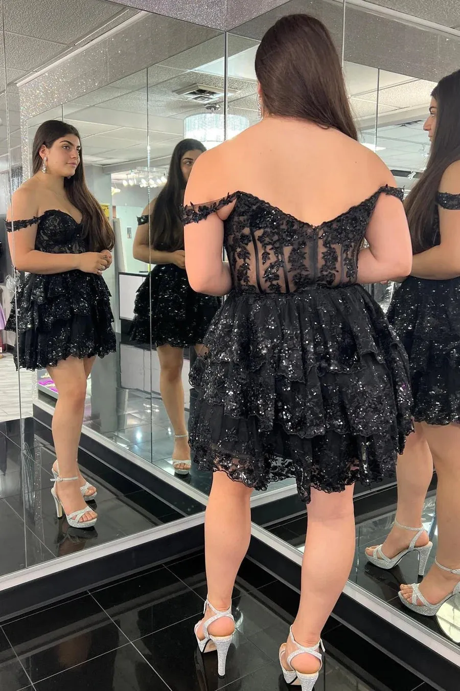 Unique A Line Off the Shoulder Plus Size Black Homecoming Dress