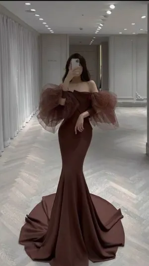 Unique Mermaid Off The Shoulder Long Prom Dresses