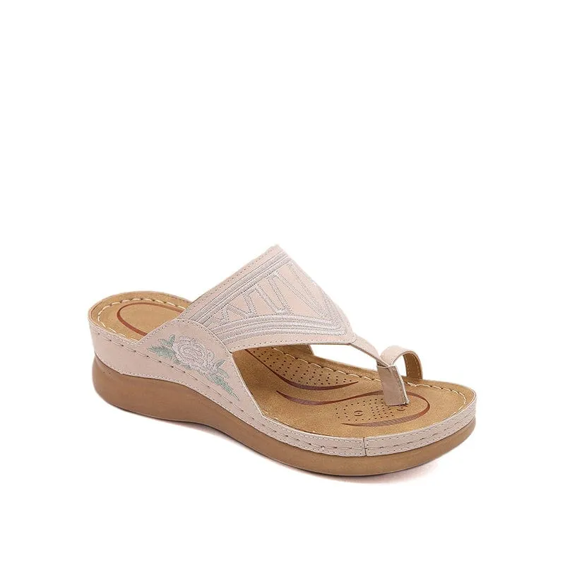 Vacation Embroidery Wedges Sandals