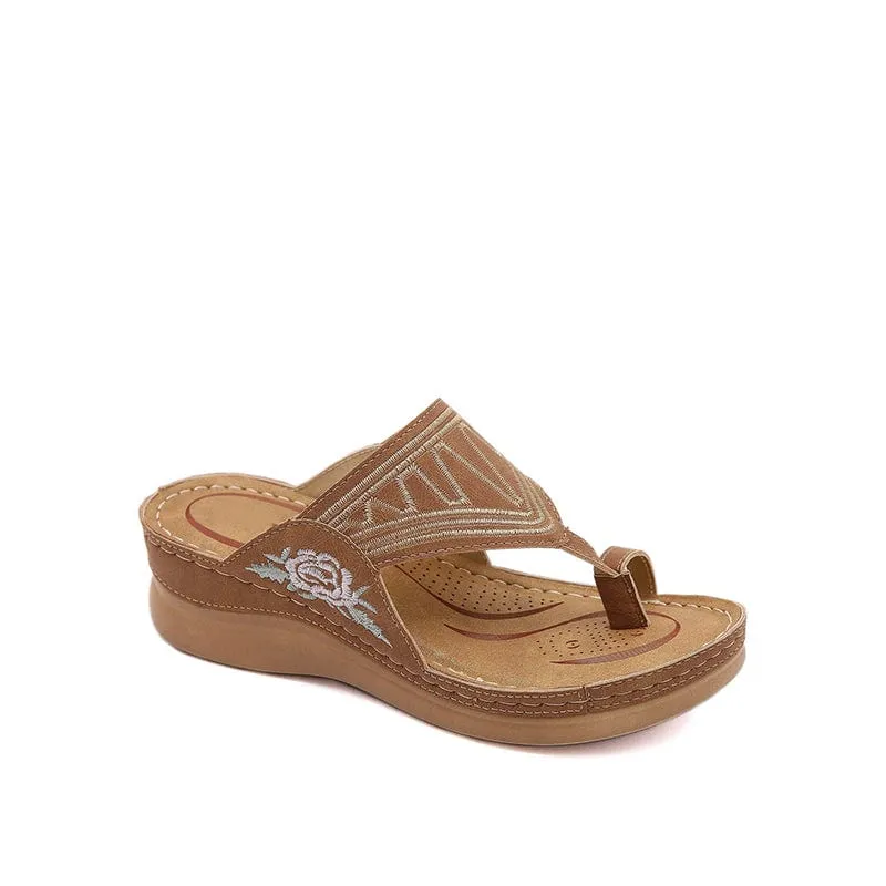 Vacation Embroidery Wedges Sandals