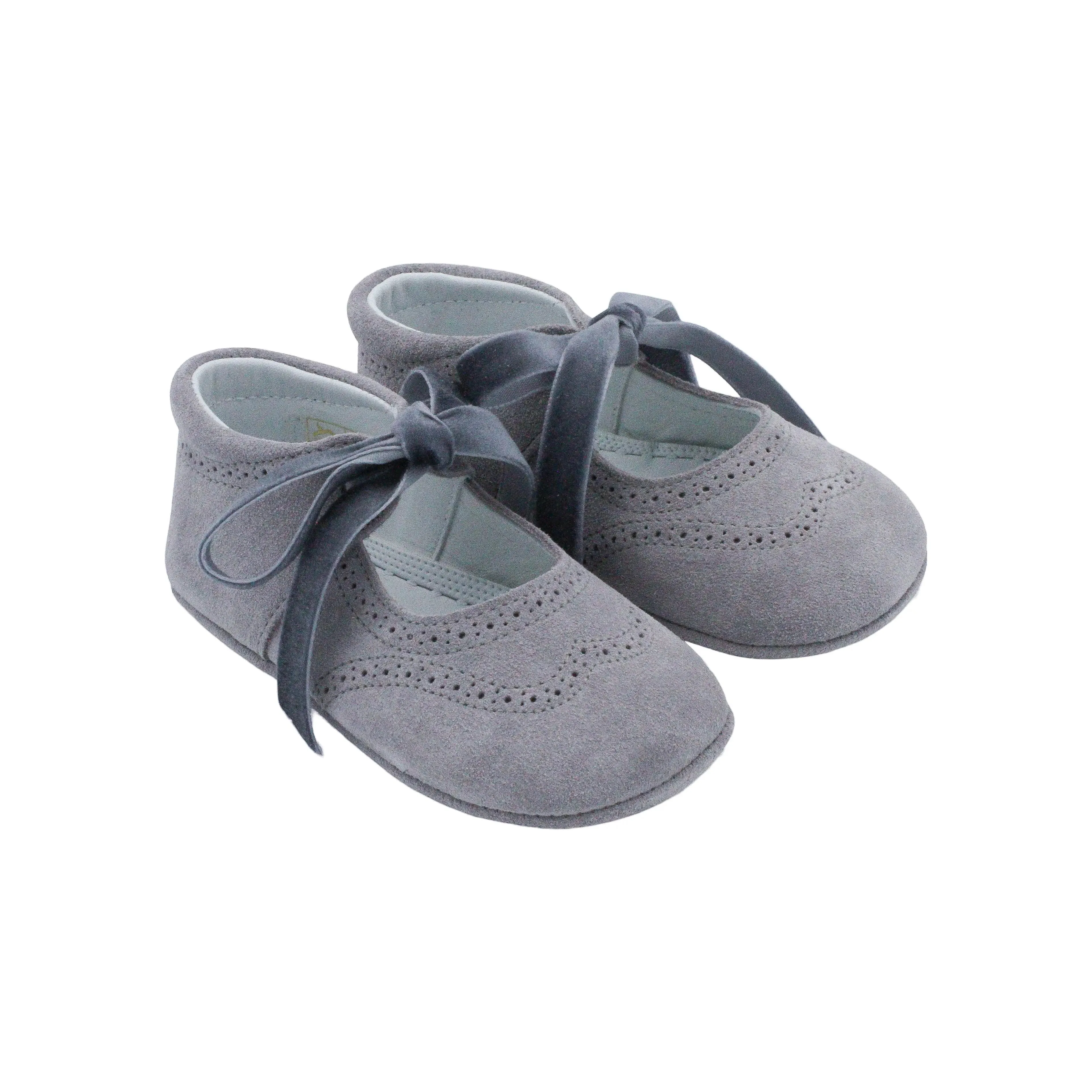 Verónica - Grey Suede Baby Mary Jane Shoes