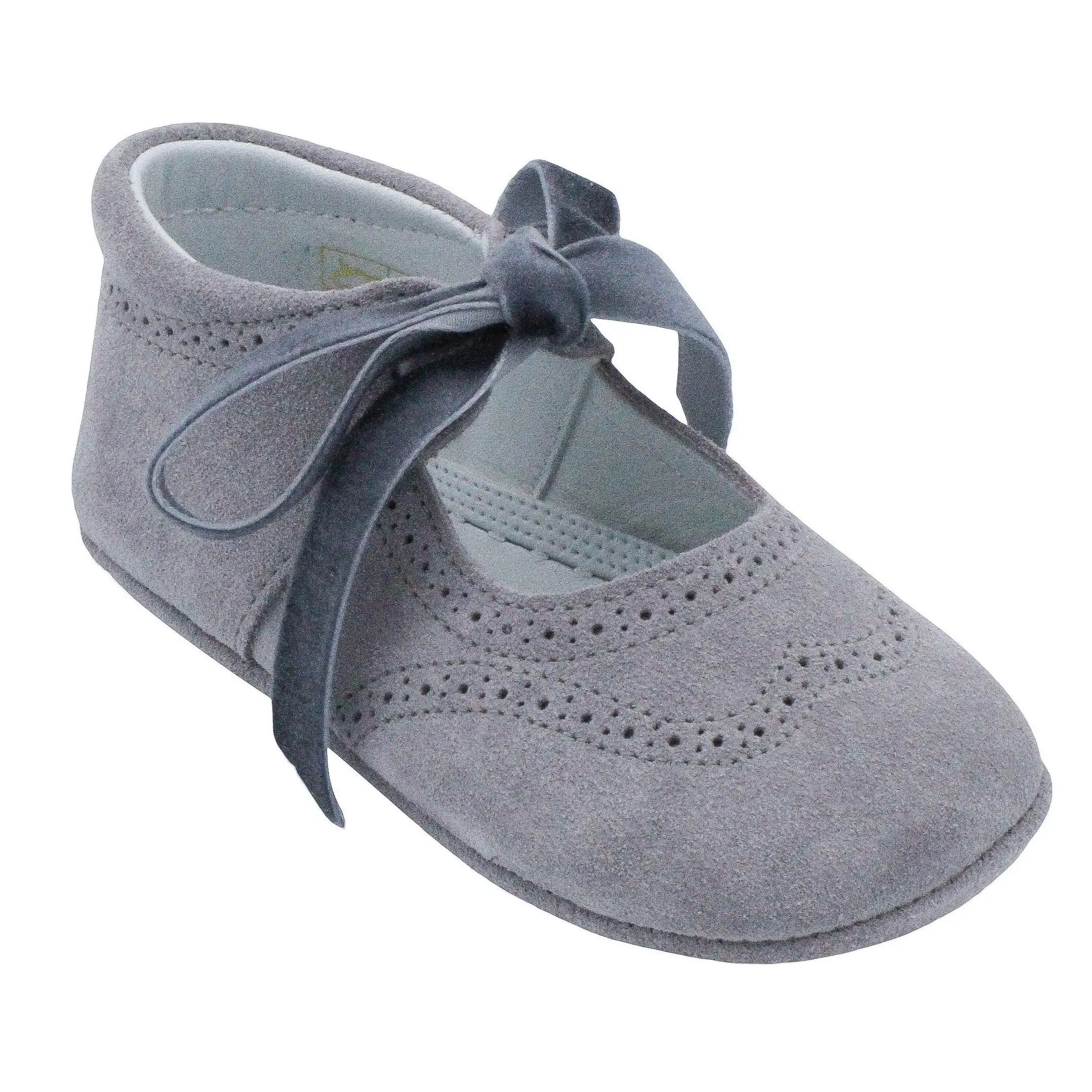 Verónica - Grey Suede Baby Mary Jane Shoes